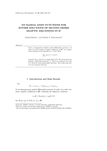 on radial limit functions for entire solutions of second order elliptic