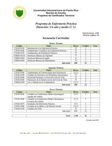 Programa de Enfermería Práctica Duración: Un año y medio (1 ½