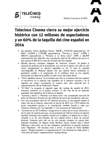 Telecinco Cinema cierra su mejor ejercicio histórico con
