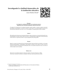 Investigando la vitalidad democrática de la institución educativa