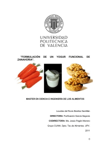 "formulación de un yogur funcional de zanahoria".