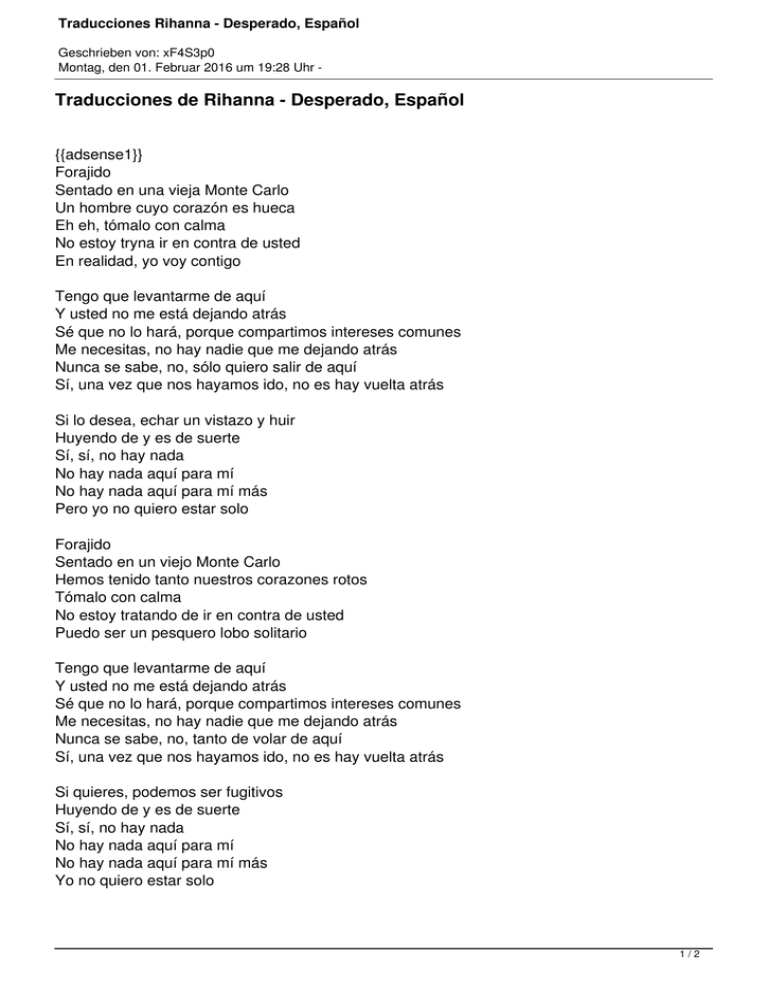 Desperado - Rihanna (Lyrics) 