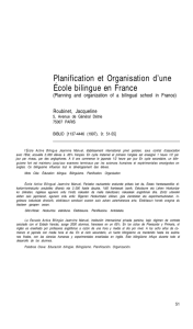 Planification et organisation d`une école bilingue en France. IN