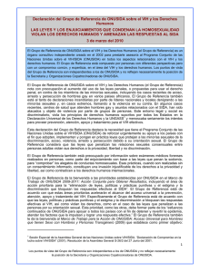 Declaración del Grupo de Referencia de ONUSIDA sobre