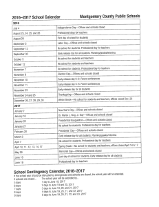 Page 1 2016–2017 School Galendar Montgomery County Public