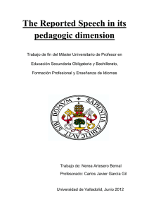 The Reported Speech in its pedagogic dimension