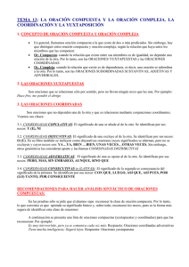 TEMA 13: LA ORACIÓN COMPUESTA Y LA ORACIÓN COMPLEJA