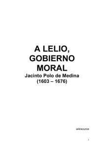 Polo de Medina, Jacinto, A LELIO, GOBIERNO MORAL