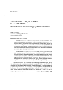 APUNTES SOBRE LAARQUEOLOGÍA DE LA LEX URSONENSIS