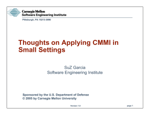 Thoughts on Applying CMMI in Small Settings