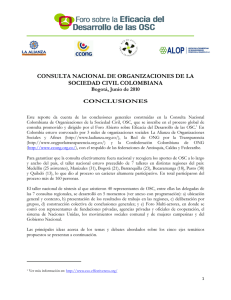 consulta nacional de organizaciones de la sociedad civil colombiana