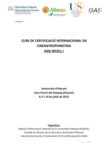curs de certificació internacional en cineantropometria isak nivell i