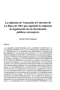 La adhesión de Venezuela al Convenio de La Haya de 1961 que