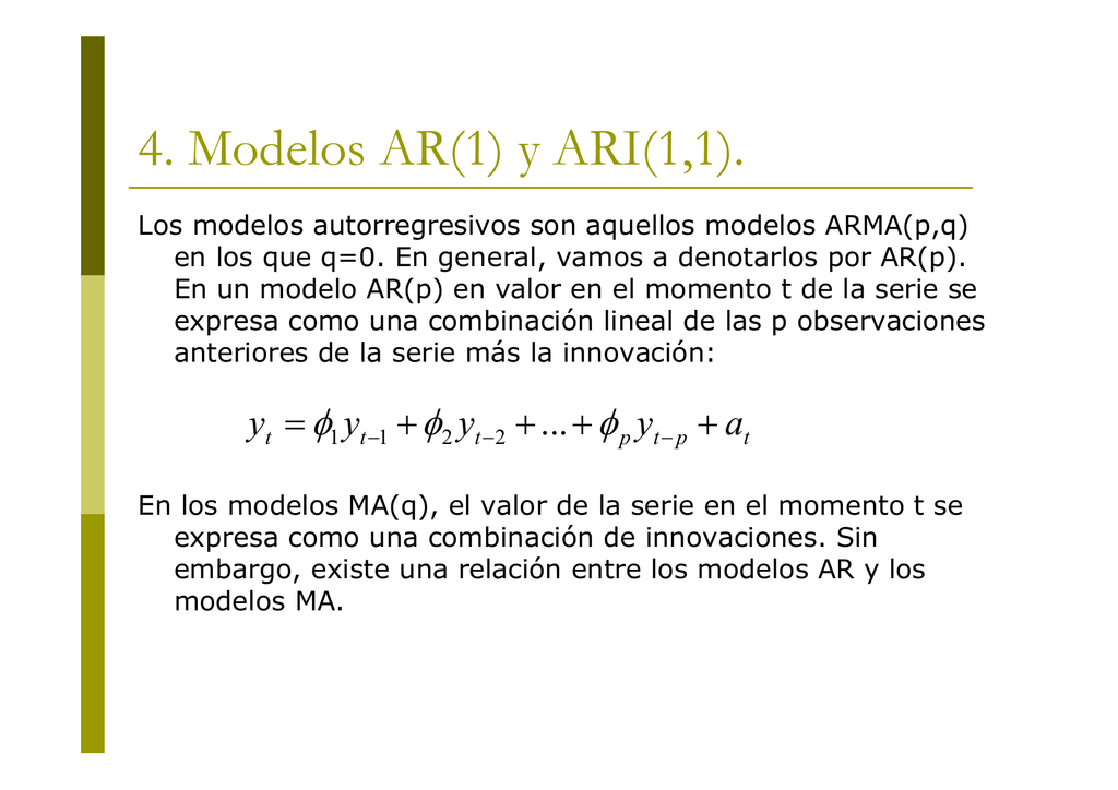 4. Modelos AR(1) y ARI(1,1).