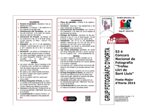 CALENDARI Termini d`admissió: dissabte 6 de se tembre de 2014