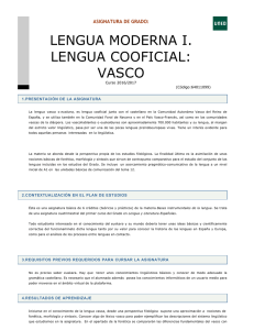 lengua moderna i. lengua cooficial: vasco