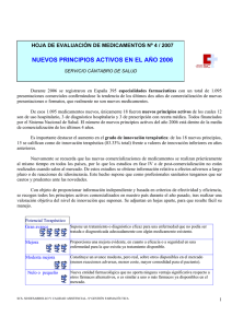 NUEVOS PRINCIPIOS ACTIVOS EN EL AÑO 2006