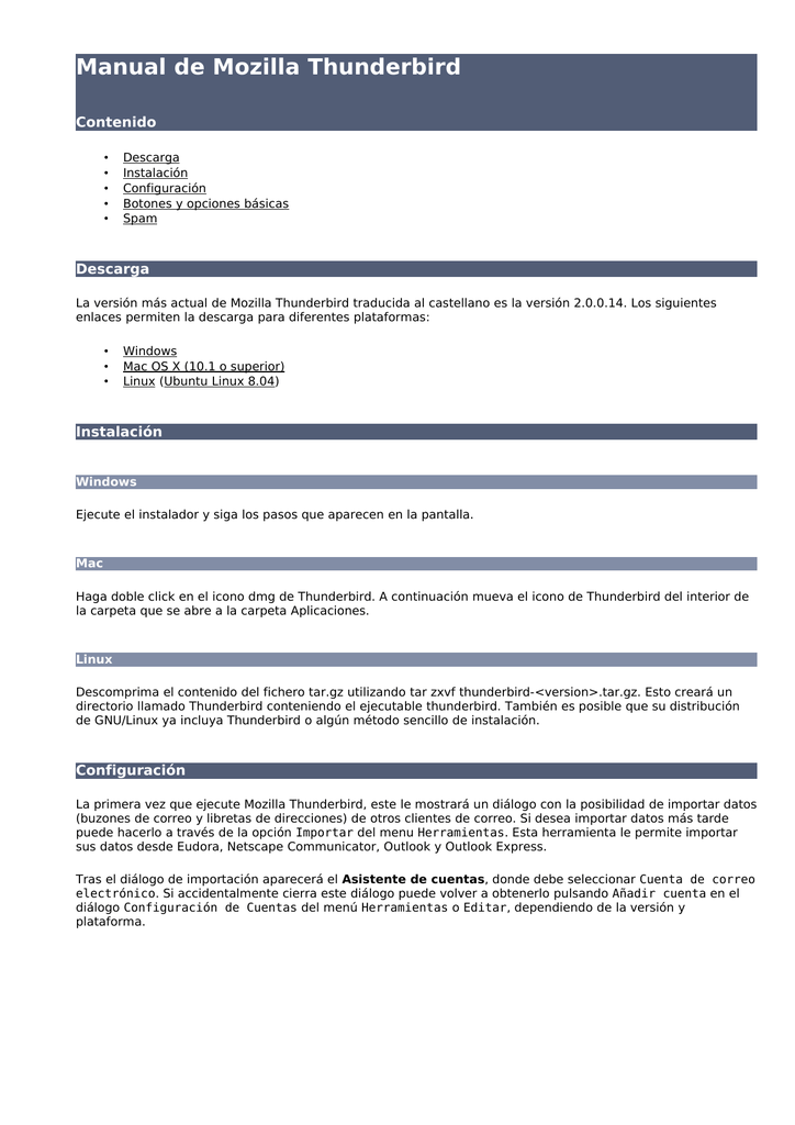 Manual De Mozilla Thunderbird Servidor De Software Libre De La
