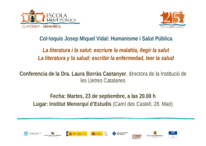 Col·loquis Josep Miquel Vidal: Humanisme i Salut Pública La