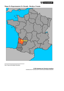 Mapa d`o Departamento d`a Gironda - Bordeus, Franzia