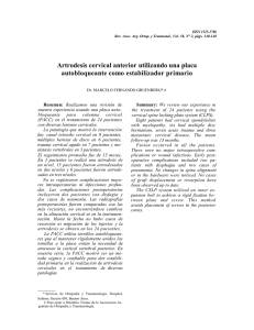 Artrodesis cervical anterior con una placa autobloqueante como