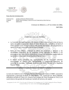 comunicado - Comisión Nacional Bancaria y de Valores