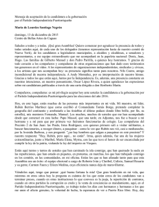 Mensaje de María de Lourdes Santiago y Resolución de la
