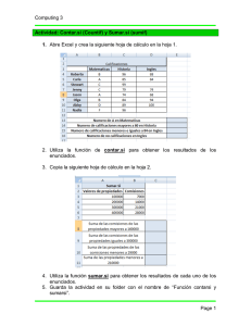 Computing 3 Page 1 Actividad: Contar.si (Countif) y Sumar.si (sumif