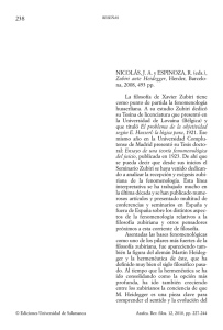 «Zubiri ante Heidegger». Nicolás, J. A. y Espinoza, R. (eds.). Herder