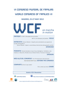 BOLETÍN WCF 3 NEWSLETTER - Congreso Mundial de Familias