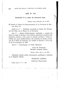 LEY N.° 875 Cancelación de la deuda del Ferrocarril Oeste