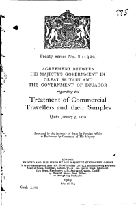 Treatment of Commercial Travellers and their Samples