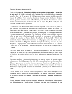 Carta a la Congregación - Misioneros Claretianos de México