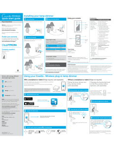 Caséta Wireless Plug-in Lamp Dimmer Quick Start Guide (0301731)