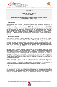 Informe Final Resolución CGR Nº 906/2012, Munic. de Yatytay