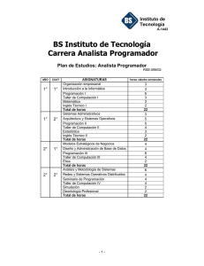 BS Instituto de Tecnología Carrera Analista Programador