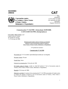 Comunicación Nº 116/1998 del Comité contra la Tortura