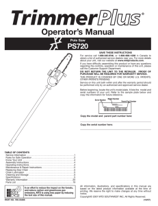 Operator`s Manual - Troy-Bilt