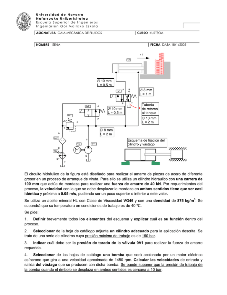 El Circuito Hidráulico De La Figura Está Diseñado Para