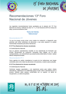 Recomendaciones 13° Foro Nacional de Jóvenes