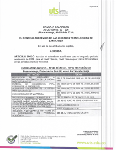 Calendario Académico 2016 - Unidades Tecnológicas de Santander