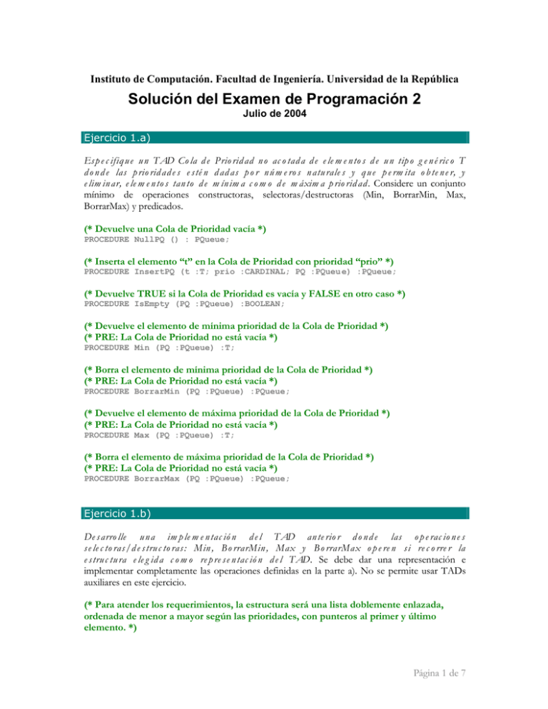 Solución del Examen de Programación 2