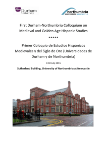 First Durham-Northumbria Colloquium on Medieval and Golden Age