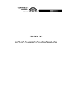 DECISION 545 INSTRUMENTO ANDINO DE MIGRACIÓN LABORAL
