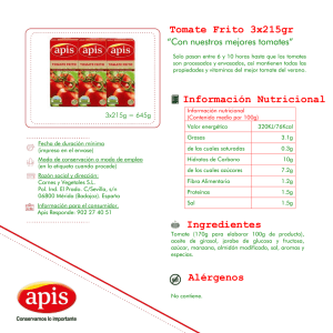 Información Nutricional Ingredientes Alérgenos Tomate Frito 3x215gr