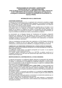 Instrucciones de Ejecución y Justificación 2008 Subprograma TRACE