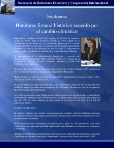 Honduras firmará histórico acuerdo por el cambio climático