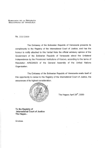 No. 333/2009 The Embassy of the Bolivarian Republic of Venezuela