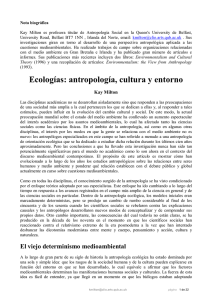 Ecologías: antropología, cultura y entorno
