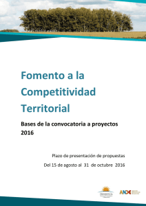 Bases de la convocatoria a proyectos de Competitividad Territorial